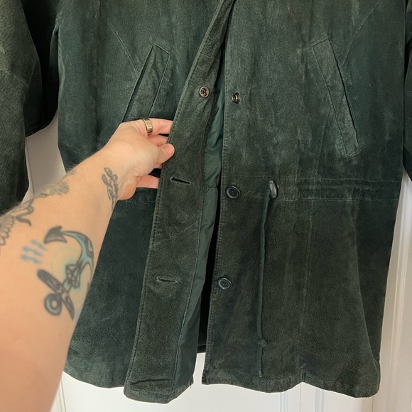 Vintage Wilsons Leather Green Suede Coat – Hooded Parka – Women’s Medium jacket - Picture 4 of 11